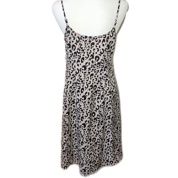 Animal Print, Taupe White Black, Adjustable Straps, Silky Slip Dress, XS - Picture 5 of 7